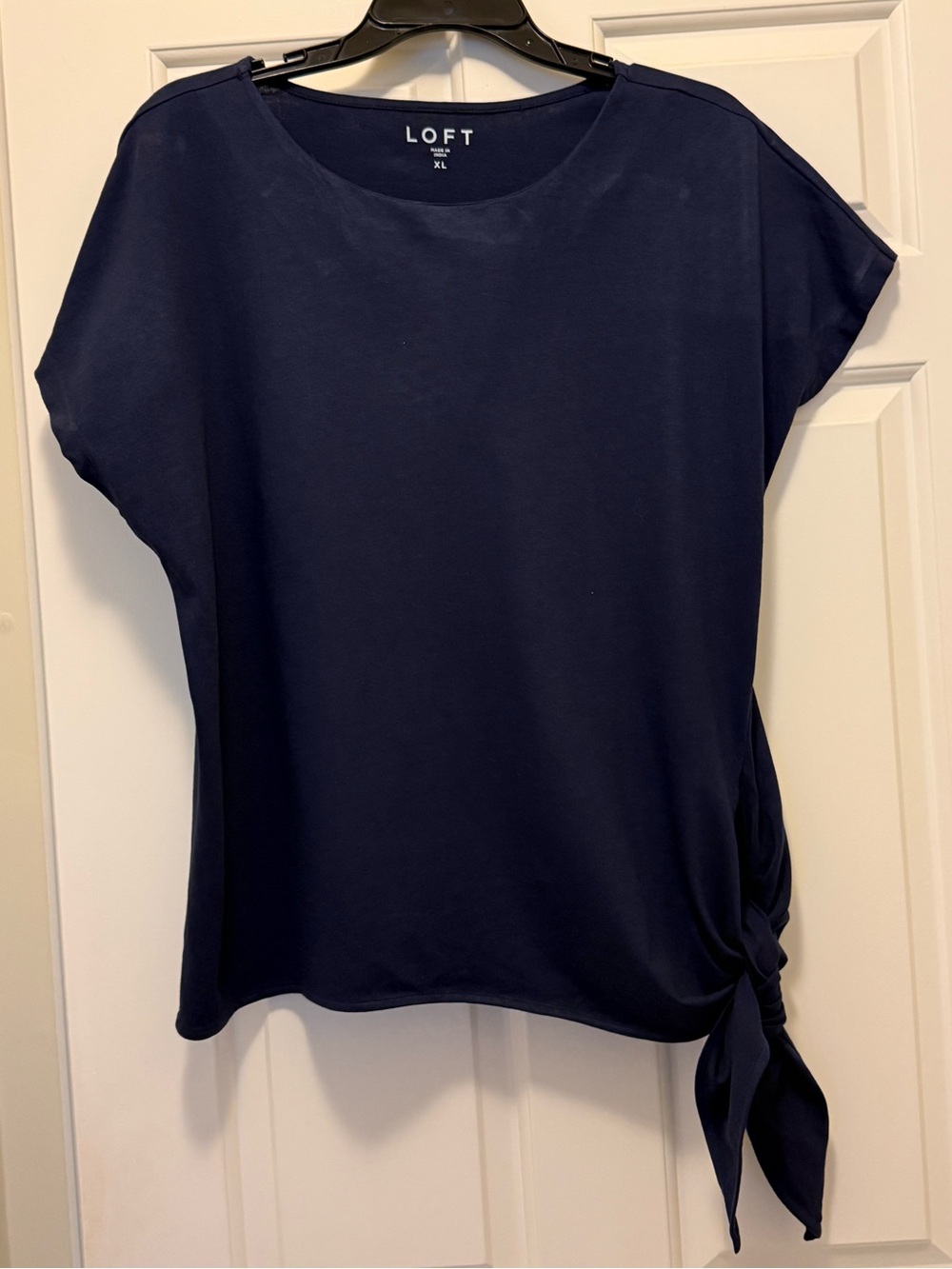 LOFT Short Sleeve Navy Tie-Hem Tee